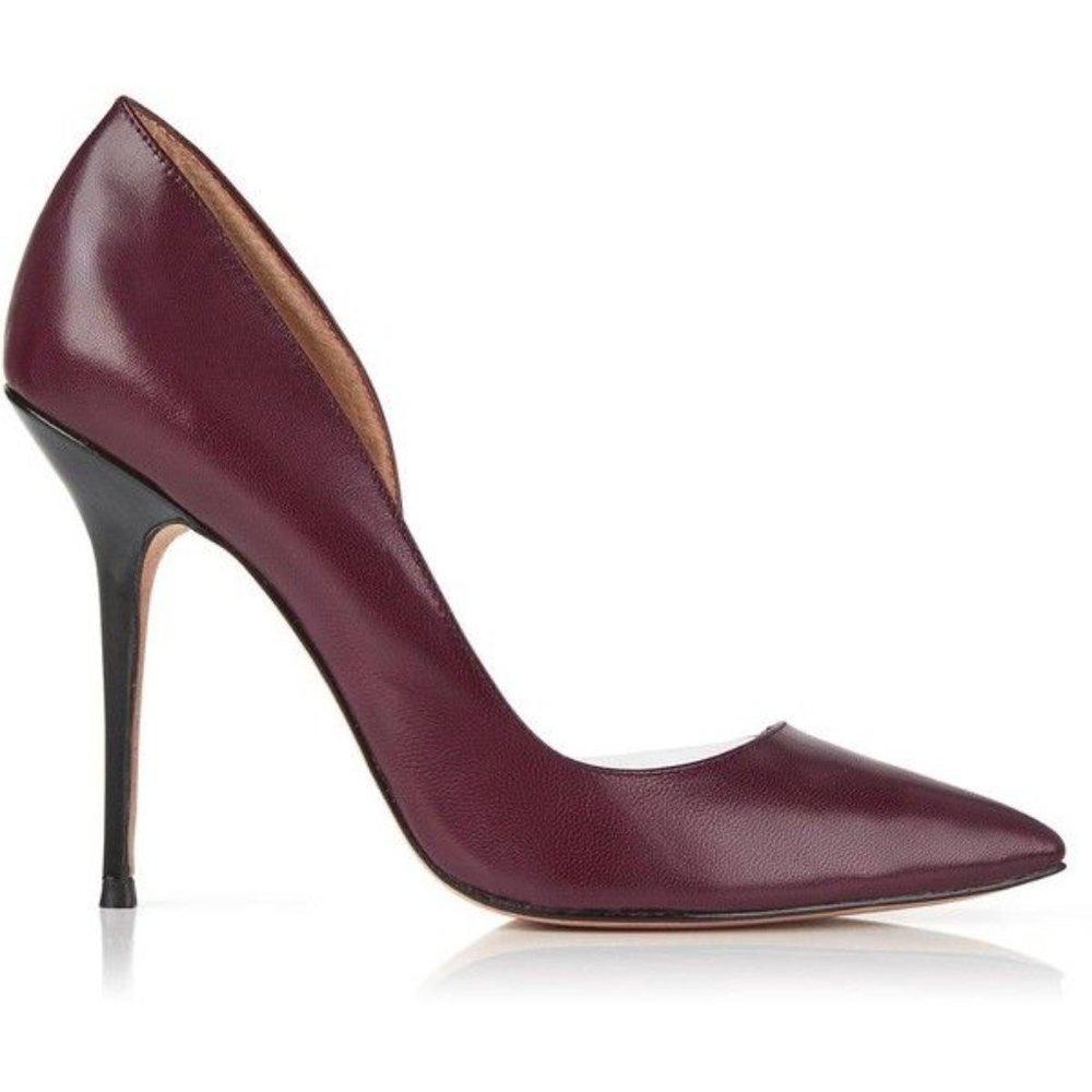 Lucy Choi London D’ Orsay Cigarette Heel Burgundy Pumps